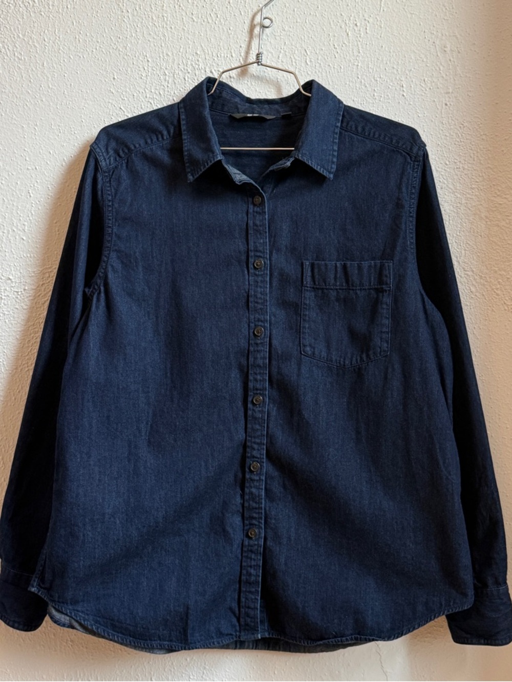 Uniqlo Lightweight Dark Denim Button Up Shirt